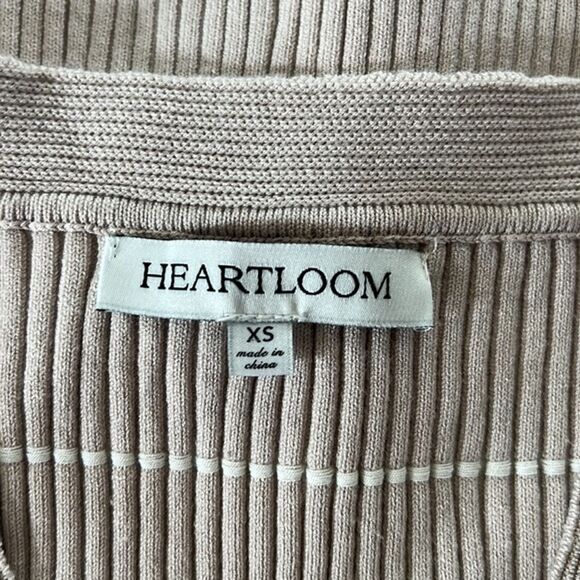 Heartloom Sweater Women XS Buff Beige Lace Up Ribbed Knit Tassel Tie Boho Casual - Picture 4 of 7